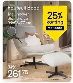 Leen Bakker Fauteuil Bobbi aanbieding