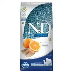 Zooplus 2x12kg Farmina N&D Ocean Graanvrij Haring & Sinaasappel Adult Medium & Maxi Hondenvoer Droog aanbieding