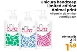 Trekpleister Unicura handzeep limited edition Animal print aanbieding