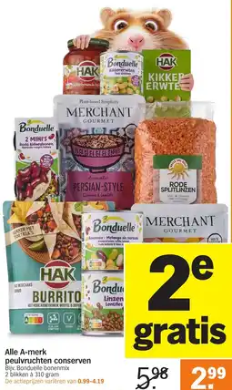Albert Heijn Alle A-merk peulvruchten conserven aanbieding