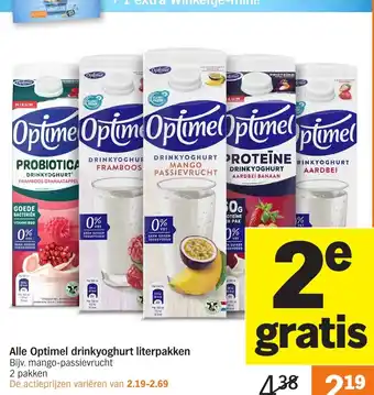 Albert Heijn Alle Optimel drinkyoghurt literpakken aanbieding