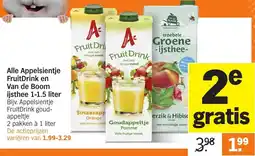 Albert Heijn Alle Appelsientje FruitDrink en Van de Boom ijsthee aanbieding
