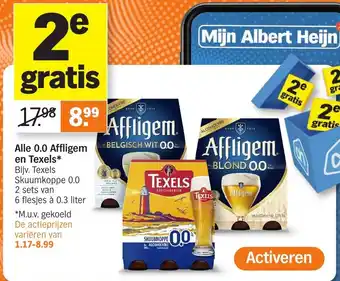 Albert Heijn Alle 0.0 Affligem en Texels aanbieding