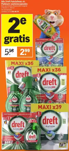 Albert Heijn Alle Dreft handafwas en Platinum vaatwascapsules aanbieding