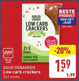 ALDI Goud gebakken Low carb crackers aanbieding