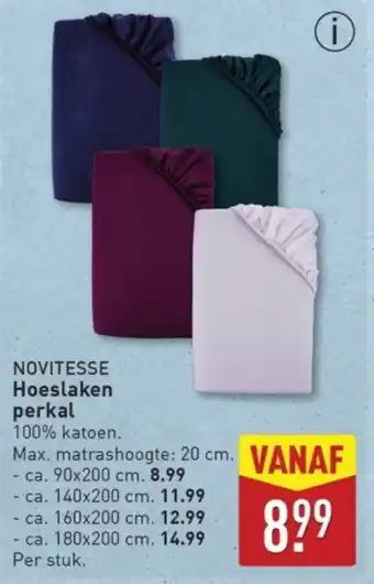 ALDI Per stuk. Novitesse Hoeslaken Perkal aanbieding