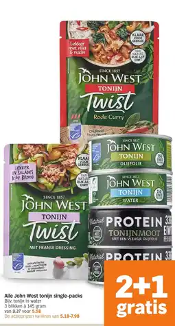 Albert Heijn Alle John West tonijn single-packs aanbieding