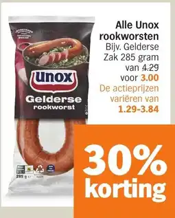 Albert Heijn Alle Unox rookworsten aanbieding