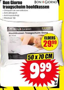Dirk Bon Giorno traagschuim hoofdkussen aanbieding