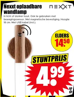 Dirk Nexxt oplaadbare wandlamp aanbieding