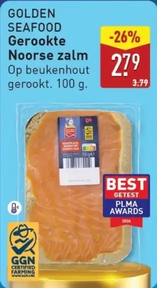 ALDI Golden seafood Gerookte Noorse zalm aanbieding