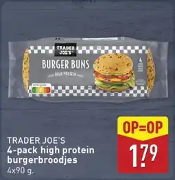 ALDI Trader joe's 4-pack high protein burgerbroodjes aanbieding