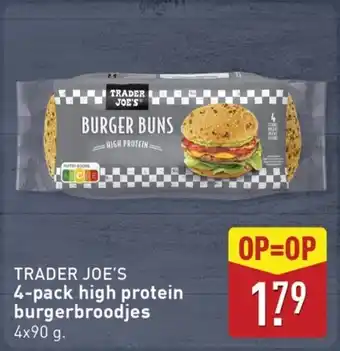 ALDI Trader joe's 4-pack high protein burgerbroodjes aanbieding