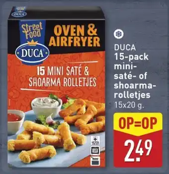 ALDI DUCA 15-pack mini- saté- of shoarma- rolletjes aanbieding