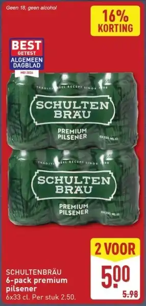 ALDI Schultenbräu 6-pack premium pilsener aanbieding