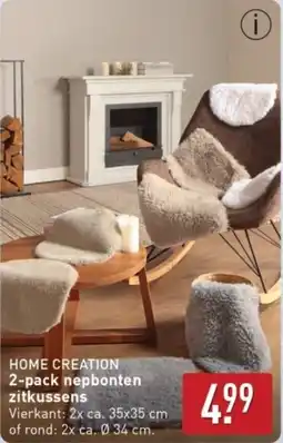ALDI Home Creation 2 pack Nepbonten Zitkussens aanbieding