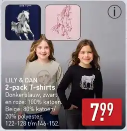 ALDI Lily & Dan 2 pack T-shirts aanbieding