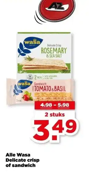 PLUS Alle Wasa Delicate crisp of sandwich aanbieding
