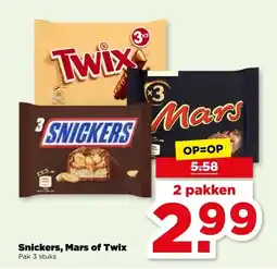 PLUS Snickers, Mars of Twix aanbieding