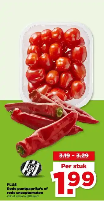PLUS PLUS Rode puntpaprika's of rode snoeptomaten aanbieding