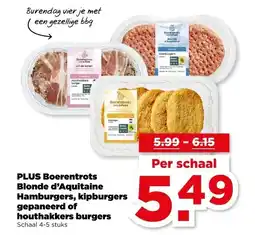 PLUS PLUS Boerentrots Blonde d'Aquitaine Hamburgers, kipburgers gepaneerd of houthakkers burgers aanbieding