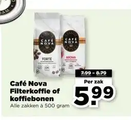 PLUS Café Nova Filterkoffie of koffiebonen aanbieding