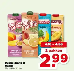 PLUS Dubbeldrank of Maaza aanbieding