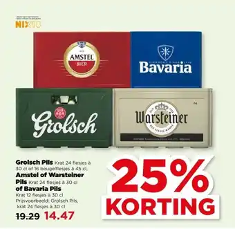 PLUS Grolsch Pils , Amstel of Warsteiner Pils , of Bavaria Pils aanbieding