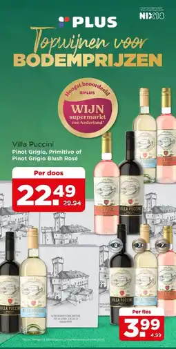 PLUS Villa Puccini Pinot Grigio, Primitivo of Pinot Grigio Blush Rosé aanbieding
