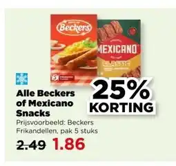 PLUS Alle Beckers of Mexicano Snacks aanbieding