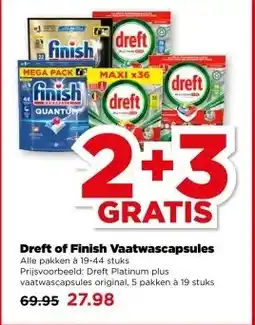 PLUS Dreft of Finish Vaatwascapsules aanbieding