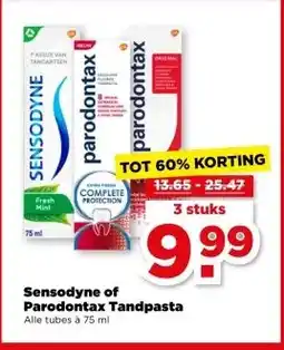 PLUS Sensodyne of Parodontax Tandpasta aanbieding
