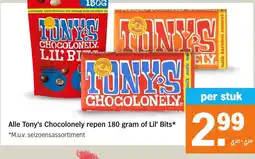 Albert Heijn Alle Tony's Chocolonely repen 180 gram of Lil' Bits* aanbieding
