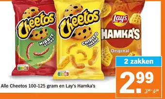 Albert Heijn Alle Cheetos 100-125 gram en Lay's Hamka's aanbieding