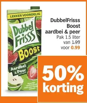 Albert Heijn DubbelFrisss Boost aardbei & peer aanbieding