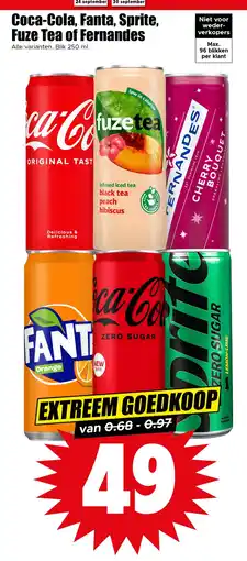 Dirk Coca-Cola, Fanta, Sprite, Fuze Tea of Fernandes aanbieding