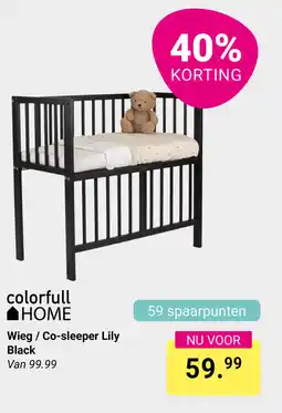 Van Asten BabySuperstore Colorfull HOME Wieg Co-sleeper Lily Black aanbieding