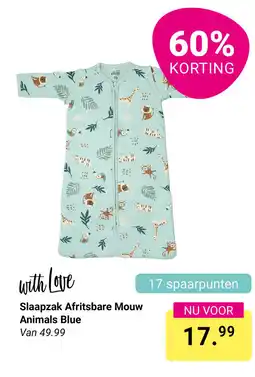Van Asten BabySuperstore With love Slaapzak Afritsbare Mouw Animals Blue aanbieding