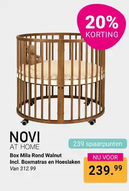Van Asten BabySuperstore Novi at home Box Mila Rond Walnut Incl. Boxmatras en Hoeslaken aanbieding