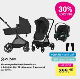 Van Asten BabySuperstore Cybex Kinderwagen Eos Basic Moon Black + Autostoel Aton B2, Adapterset & Voetenzak aanbieding