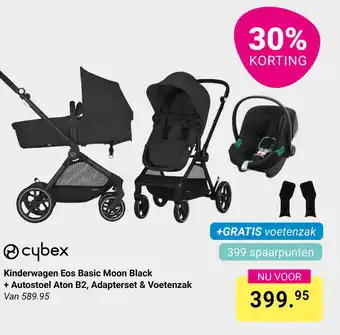 Van Asten BabySuperstore Cybex Kinderwagen Eos Basic Moon Black + Autostoel Aton B2, Adapterset & Voetenzak aanbieding