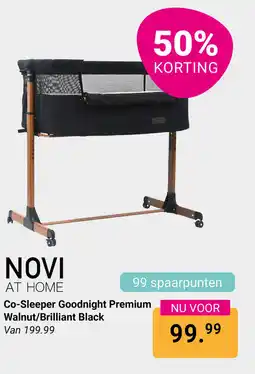 Van Asten BabySuperstore Novi at home Co-Sleeper Goodnight Premium Walnut/Brilliant Black aanbieding
