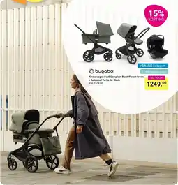 Van Asten BabySuperstore Bugabo Kinderwagen Fox5 Compleet Black/Forest Green + Autostoel Turtle Air Black aanbieding