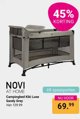 Van Asten BabySuperstore Novi at home Campingbed Kiki Luxe Sandy Grey aanbieding