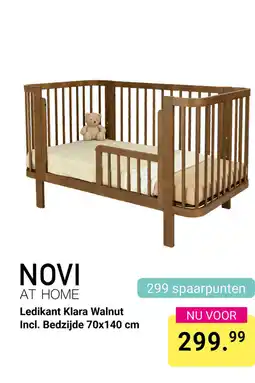 Van Asten BabySuperstore Novi at home Ledikant Klara Walnut Incl. Bedzijde aanbieding