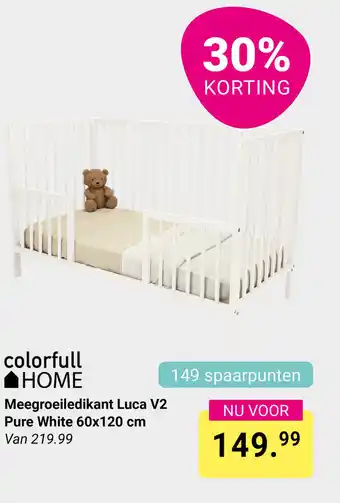 Van Asten BabySuperstore Colorfull home Meegroeiledikant Luca V2 Pure White aanbieding