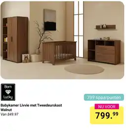 Van Asten BabySuperstore Babykamer Livvie met Tweedeurskast Walnut aanbieding