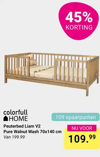 Van Asten BabySuperstore Colorfull home Peuterbed Liam V2 Pure Walnut Wash aanbieding