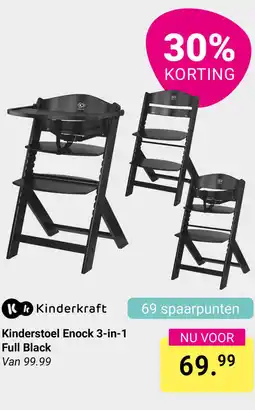 Van Asten BabySuperstore Kinderkraft Kinderstoel Enock 3-in-1 Full Black aanbieding