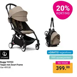 Van Asten BabySuperstore Stokke Buggy YOYO3 Taupe met Zwart Frame aanbieding